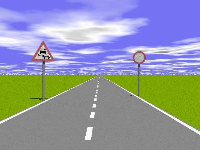 Figure 2. Sample frame taken from our synthetic video sequence simulating a country road scenario with two differently shaped roadsigns.