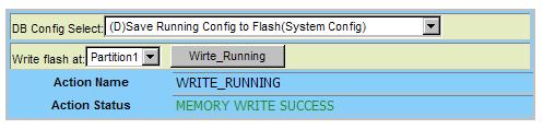 At the Write flash at drop down menu, choose the partition option to save the information to. In this case, Partition 1 has been used. Then click on Write_Running button to save the information.