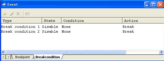 Section 5 Debugging 5.3.13 Setting Break Conditions On the [Breakcondition] sheet, the settings for break conditions are displayed, modified, and added. Figure 5.