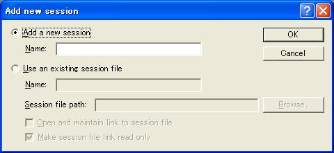 Section 4 Preparations for Debugging 4.3.2 Adding and Removing Sessions A new session can be added by copying settings from another session or removing a session. To add a new empty session 1.