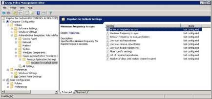 Editing Policy Settings The policy settings can be configured centrally for groups of active directory users.
