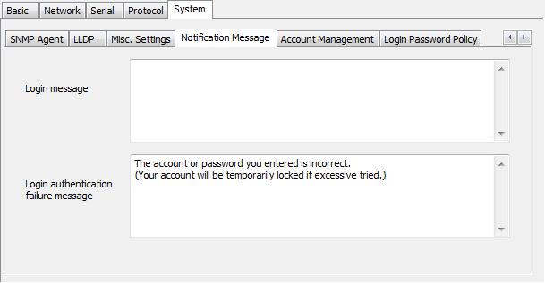 MGate Manager Configuration Notification Message Account Management Parameters Value Description