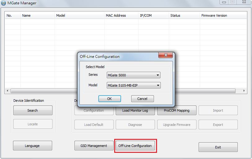 MGate Manager Configuration Offline Configuration Create or modify the configuration file manually through MGate Manager by first generating the configuration