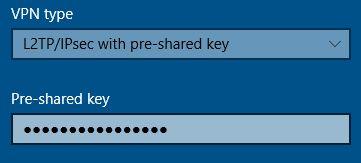 8. Enter the Pre-Shared Key you set at step 5 in the prior section. This is the one the Users enter to connect. 9.