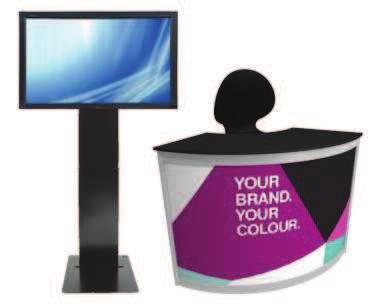 FURNITURE PACKAGES PACKAGE 3 BACKLIT COUNTER & AV Package includes: 1 x 42 TV - On floor stand OR wall