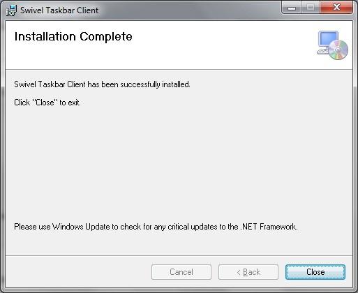 Version 1.5 Installing the Taskbar Client with Preconfigured Settings The installer will automatically import settings from a file named SwivelSettings.
