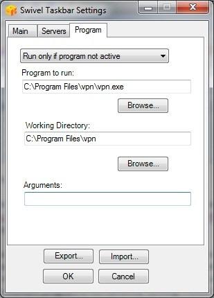 This allows a program to be run when a Swivel Taskbar action is requested.