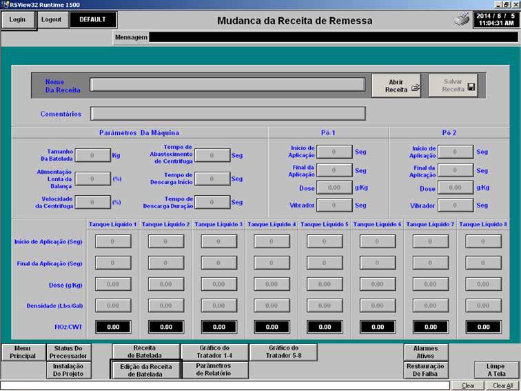50 Equipment installation 1 HMI Touch Screen - Edit Batch Recipe Screen The Edit Batch Recipe Screen