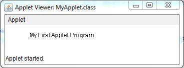 Example 1: Sample Applet Application import javax.swing.japplet; import java.awt.graphics; public class MyApplet extends JApplet { public void paint(graphics g) { g.