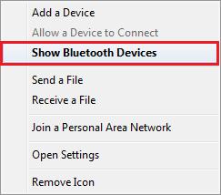select the Bluetooth icon again as shown