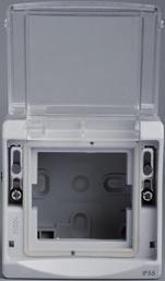 47 x 47 smoked glass Grey IP 55 - IK 07 5 ENN37301 Frame 45 x 45 Inteded to install 45x45 mm mecanisms in waterproof frames.