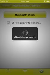 Hand health check Selecting Hand health check from the "Settings menu brings up the option to run a