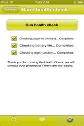 Tapping Run health check will run through a series of checks and will alert Touch Bionics to contact