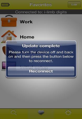 At the conclusion of the update you will be prompted to turn your device off and back on again to