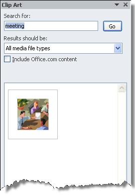 checking the Include Office.com content box. 4. Select Go. Excel displays any matching images. 5.
