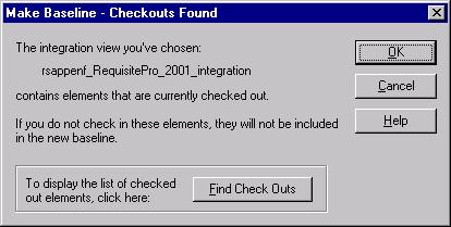 8. You will be presented with a dialog saying that checkouts were found, this is expected behavior, just click OK to continue (all files in the view are