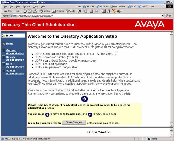 Directory Database Administration Interface Directory Database Administration Interface The Directory application file you download from the Avaya Web site contains five primary screens on which you