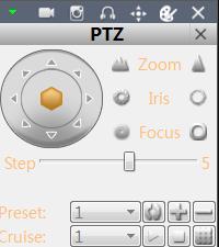 PTZ control (camera with motorized zoom lens only) 1. In the live, click the joystick icon on the top right window, a joystick panel appear 2.