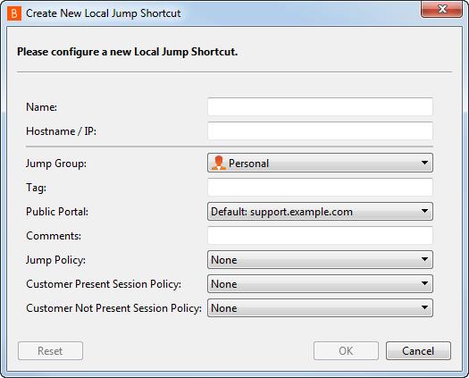 To set when users are allowed to access this Jump Item, choose a Jump Policy. These policies are configured by your administrator in the /login interface.