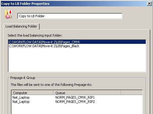 Copy To LB Folder Previously defined Load Balancing Input Folders Figure 52 Copy To LB Folder This action lets you choose a Load Balancing Input Folder so that the job is introduced into a load