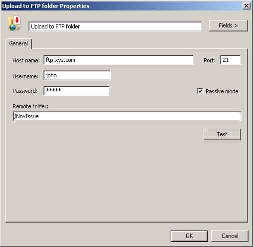 Figure 88 Upload to FTP folder The Passive mode option transfers files to the ftp server in Passive FTP mode, reducing the risk of interference due to firewalls.