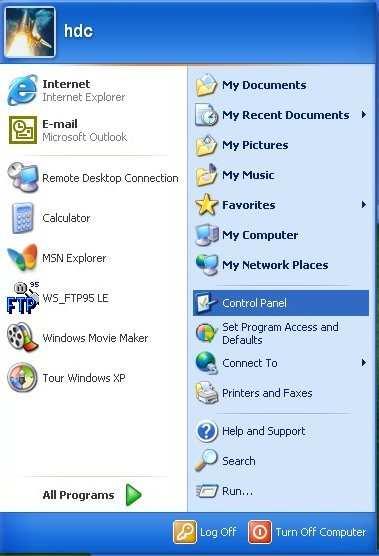 SETTING UP PPTP 1. Click the Start Menu and select the Control Panel (Figure 1). Figure 1: Start Menu>> Control Panel 2.