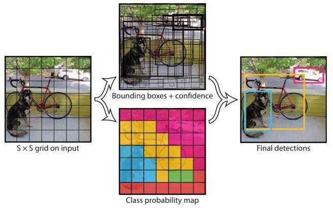 During training, if an object spans multiple cells, only the cell containing the object center is responsible for predicting the bounding box for that object.