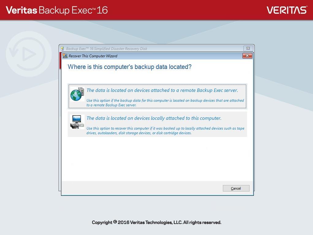 Enter the Backup Exec server where the files are backed up to.
