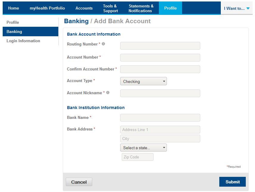 Add an External Personal Bank Account Accountholders must have an active external bank account on file in order to make an online contribution to or payment from your HSA.