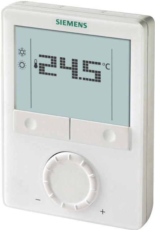 s 3 192 Room thermostat with KNX communications For VAV heating and cooling systems RDG400KN KNX bus communications (S-mode and LTE mode) Backlit display PI / P control Output for VAV box / damper: