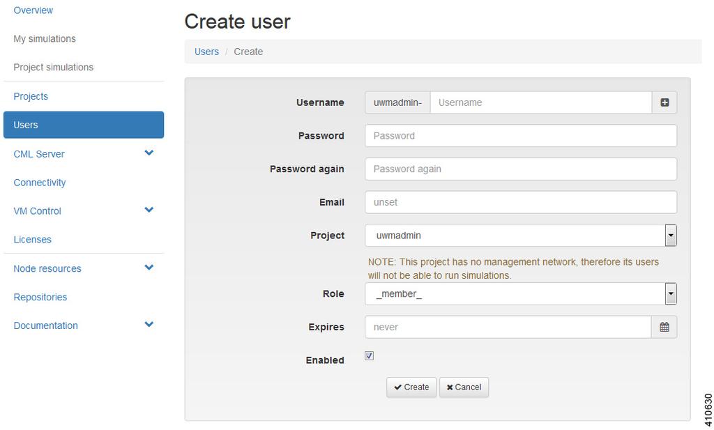 Create a User Create a User To create an additional user under an existing project, complete the following steps: Note It is preferred for each user to have their own project.