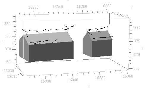 Figure 4 shows the ground plans extracted from the ALK, which were generalized and projected to the aerial image using this authoritative DTM as data source to dene the required terrains heights. 4.2 Matching An example for a constructed building, which could be veried bymatchinga3dhypothesis against the extracted image description is given in gure 5.
