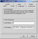 E-Mail Using the E-mail tab in the Configuration Menu, the user may set the default E-mail address and subject
