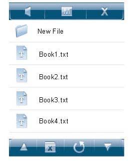 1. E-book file list Directly touch the E-book file name on the screen to display the selected e-book.