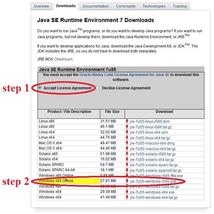 6.2 Install Java Plug-in 7 if necessary 1. Download Java from Sun Microsystems. Please use the following link to go to Sun Microsystems download page to download Java Plug-in module.