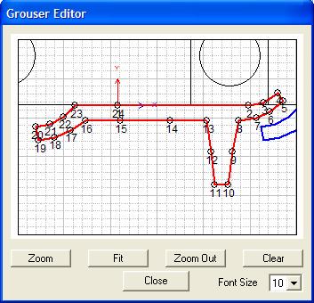 The grouser coordinates appear as shown at the right. 3. Click Draw to display the grouser profile as shown.