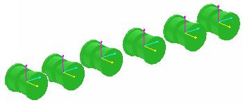Creating a Set of Road Wheels In this section, you will create six road wheels, as shown in the figure on the right. You will set their properties and change their names.
