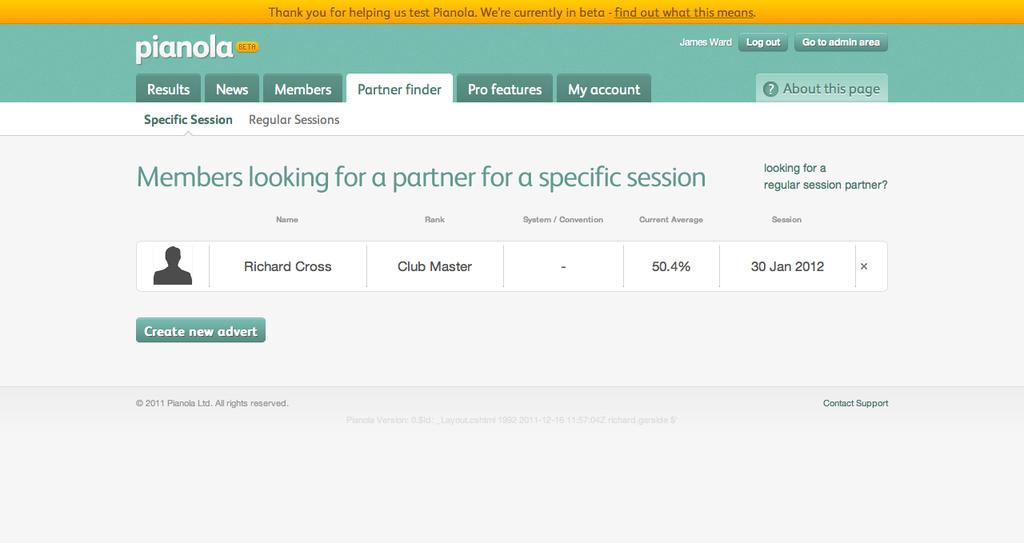 Partner Finder You can see who s looking for a partner for either a specific session, or a regular session.
