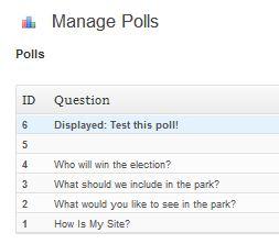 POLLS To manage polls (MiVoto), simply click on the Polls tab at the bottom of the navigation bar.