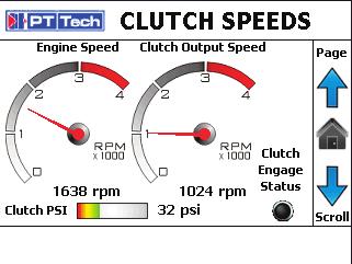 Clutch Speeds Page Clutch Information This page is shown to best illustrate the clutch engagement sequence.