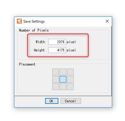 Get rendering size of model canvas size displayed as work area in Editor, center