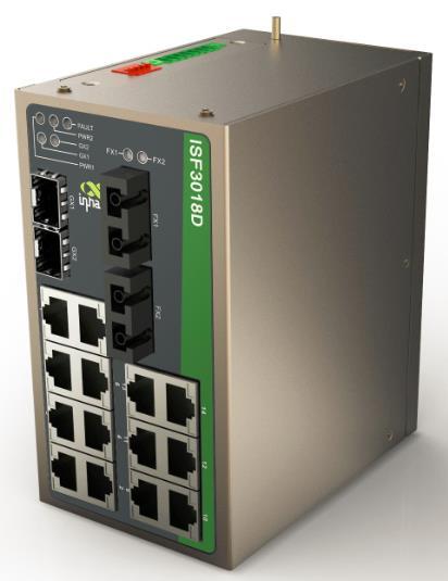 ISF3018D Series Ring Network Industrial Ethernet Switch Key Features: iring for network redundancy.