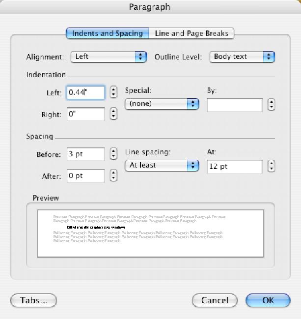 Word s Format > Paragraph Dialog Box Not