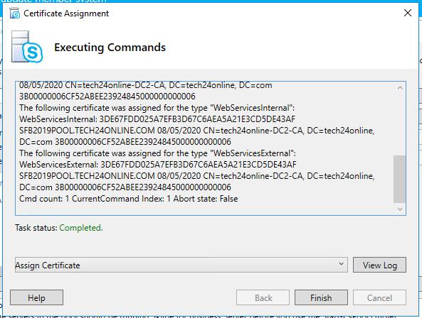 assign the certificate to Skype for business Server.