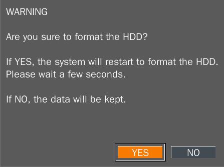 Figure 2.5.1. STORAGE setup screen Item OVERWRITE DISK FORMAT Table 2.5.1. Menu items in STORAGE Setup screen Description When enabled, the DVR will continue recording and overwrite the oldest existing recorded data once the hard drive is full.
