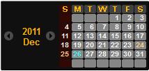 The calendar shows dates with recorded video in color. To display the recorded data of selected channel or all channels on a time line scale.