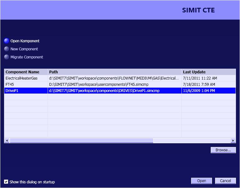 Uer interface 3 USER INTERFACE The component type editor (CTE) i a tand-alone SIMIT application. You tart it from the Start menu in the Program SIMIT 7 CTE folder.