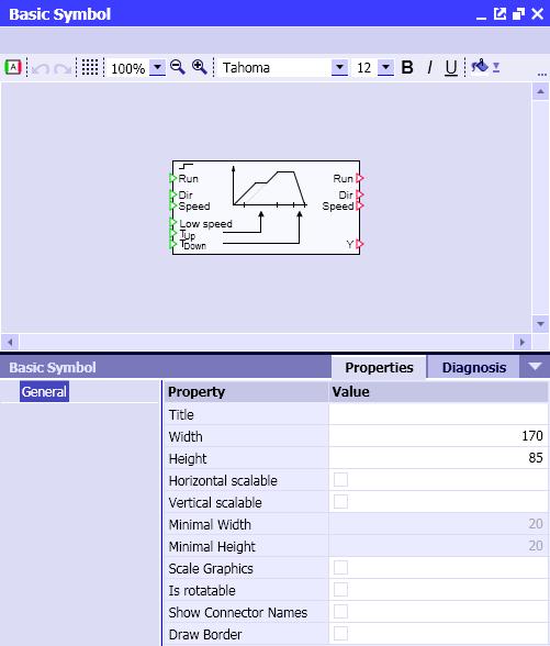 Viualization of component type Figure 8 1: Graphical editor for the baic ymbol 8.1.1 Editing graphic For editing graphic you have the full et of feature available that the graphic editor in SIMIT provide.