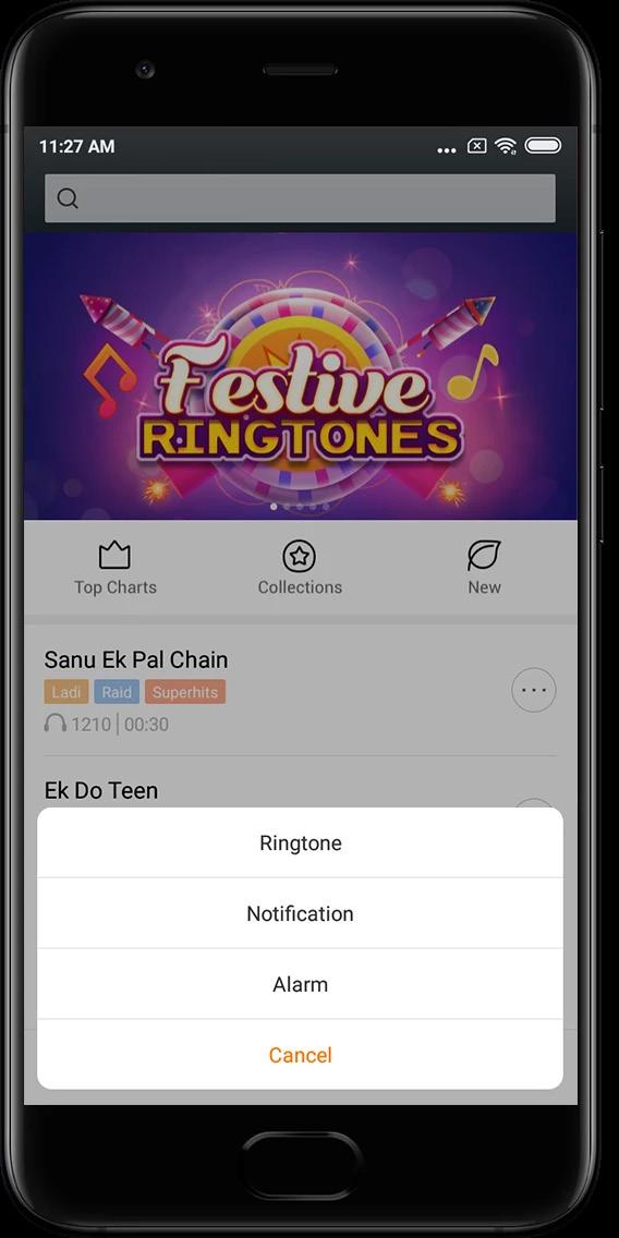 4. Ringtones Open the app and tap the button below to