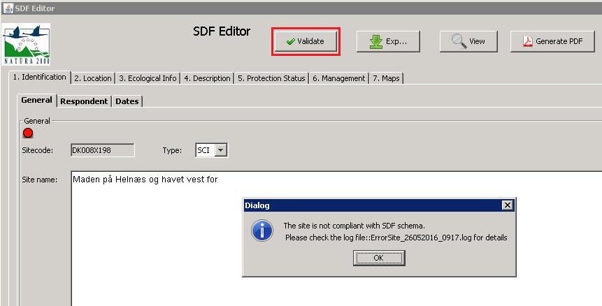 tool, select Manage SDFs A list of existing sites will be shown.
